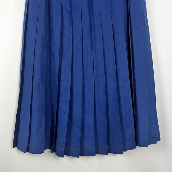 New Traditions For Marshall Field’s Cobalt Blue Silk Pleated Midi Skirt Size 12 - Picture 3 of 14